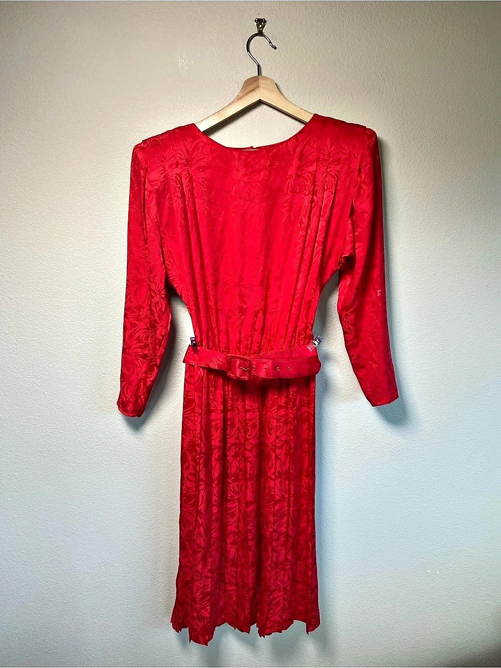 Vintage Argenti Silk Midi Dress in Red Size 8